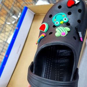 Black platform clogs